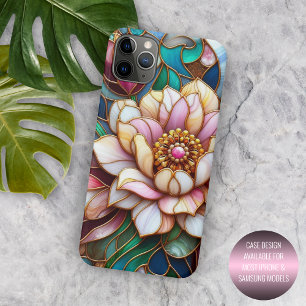 Capa Para iPhone 11 Pro Max Padrão de Arte da Mosaica Floral de Vidro Único