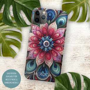 Capa Para iPhone 11 Pro Max Padrão de Arte de Paisley Verde Azul Azul Azul Aqu
