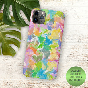Capa Para iPhone 11 Pro Max Padrão de Arte de Tinta de Verão Colorida Vibrante