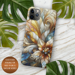 Capa Para iPhone 11 Pro Max Padrão de Arte em Mosaico Floral de Vidro Colorido