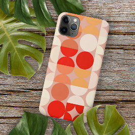 Capa Para iPhone 11 Pro Max Padrão de Arte em Mosaico Rosa Bege Laranja Vermel