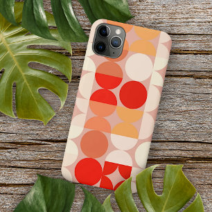 Capa Para iPhone 11 Pro Max Padrão de Arte em Mosaico Rosa Bege Laranja Vermel