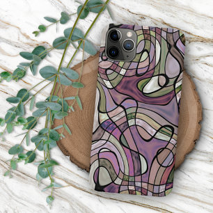 Capa Para iPhone 11 Pro Max Padrão de Arte em Mosaico Roxo Violeta Abstrato Re