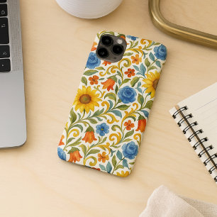 Capa Para iPhone 11 Pro Max Padrão de Arte Floral de Folhas Coloridas Sicilian