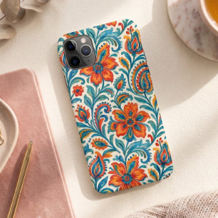 Capa Para iPhone 11 Pro Max Padrão de Arte Floral Paisley Colorido Étnico Eleg