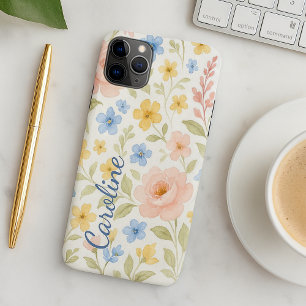 Capa Para iPhone 11 Pro Max Padrão de Arte Floral Personalizado Divertido e So