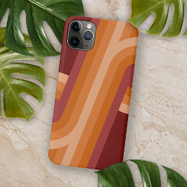 Capa Para iPhone 11 Pro Max Padrão de Arte Retro Laranja Escuro Marrom Vermelh