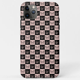 Capa Para iPhone 11 Pro Max Padrão de borboleta preta e rosa verificado