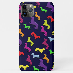 Capa Para iPhone 11 Pro Max Padrão de cães Dachshund caprichoso colorido e div