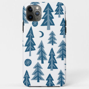 Capa Para iPhone 11 Pro Max Padrão de estrelas de lua azul na floresta de inve