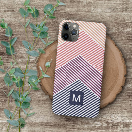 Capa Para iPhone 11 Pro Max Padrão de Faixa Laranja Vermelho Magenta Azul Escu