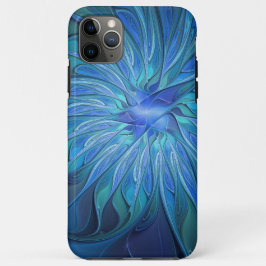 Capa Para iPhone 11 Pro Max Padrão de fantasia de flores azuis, arte frontal A