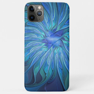 Capa Para iPhone 11 Pro Max Padrão de fantasia de flores azuis, arte frontal A