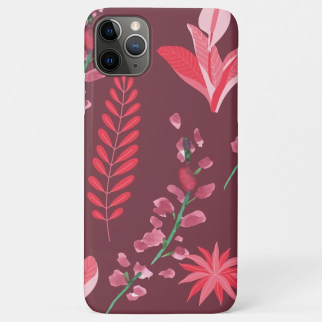 Capa Para iPhone 11 Pro Max Padrão de flores. (Verso)