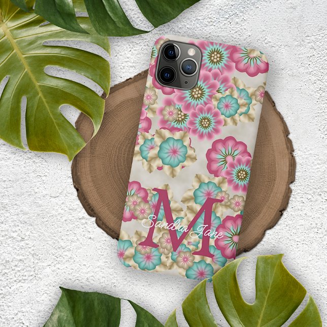 Capa Para iPhone 11 Pro Max Padrão de Flores de Primavera Abstratas Personaliz (Criador carregado)