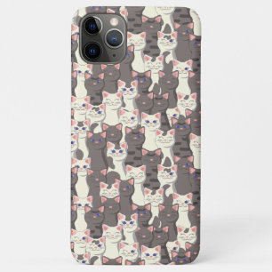 Capa Para iPhone 11 Pro Max Padrão de gatos brancos e cinzas