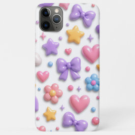 Capa Para iPhone 11 Pro Max Padrão de Ícones Pastel de Doce Fofo