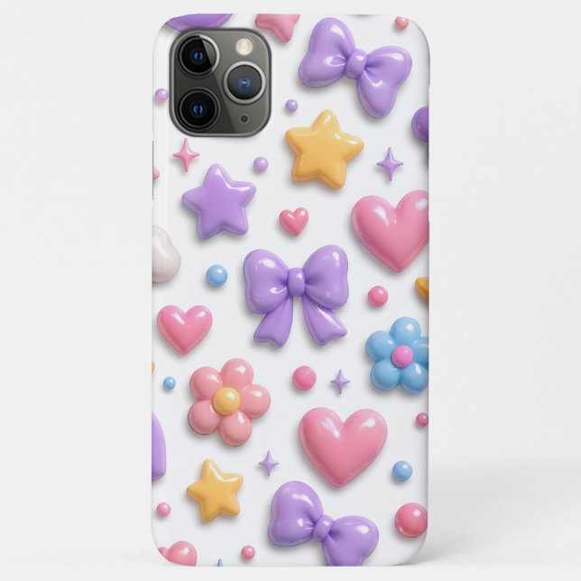 Capa Para iPhone 11 Pro Max Padrão de Ícones Pastel de Doce Fofo (Verso)
