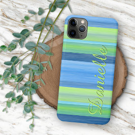 Capa Para iPhone 11 Pro Max Padrão de Listras Colorido Chic do Verão Personali