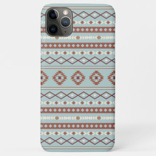Capa Para iPhone 11 Pro Max Padrão de Motivo Misto Asteca Enferrujado Azul Cre