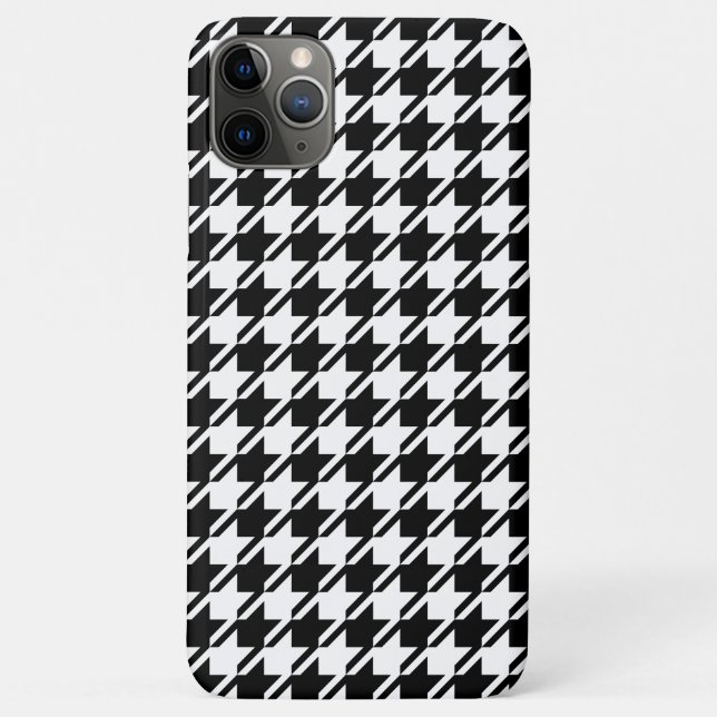 Capa Para iPhone 11 Pro Max Padrão de Rpt BW do Houndstooth (Verso)
