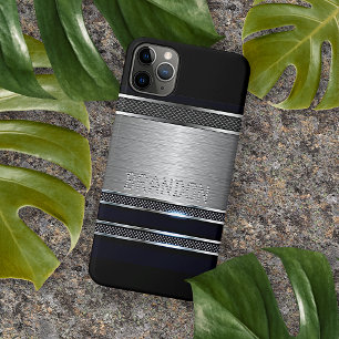 Capa Para iPhone 11 Pro Max Padrão de Stripes Metálicas Cintilantes Modernos