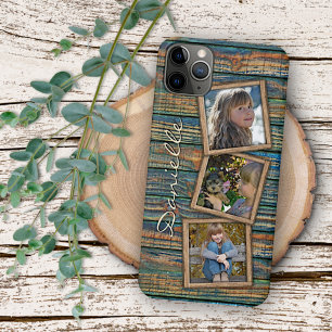 Capa Para iPhone 11 Pro Max Padrão de Textura de Madeira Rústica Vintage Perso