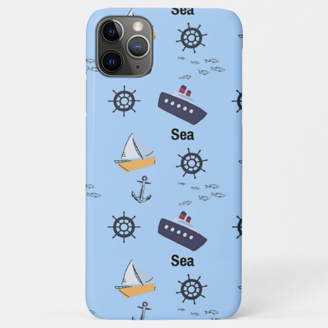 Capa Para iPhone 11 Pro Max Padrão do mar em azul (Verso)