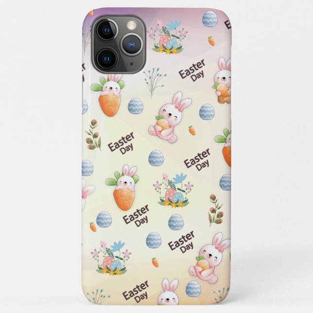 Capa Para iPhone 11 Pro Max Padrão dos coelhos do dia da páscoa (Verso)