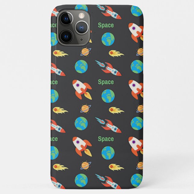 Capa Para iPhone 11 Pro Max Padrão espacial em preto (Verso)