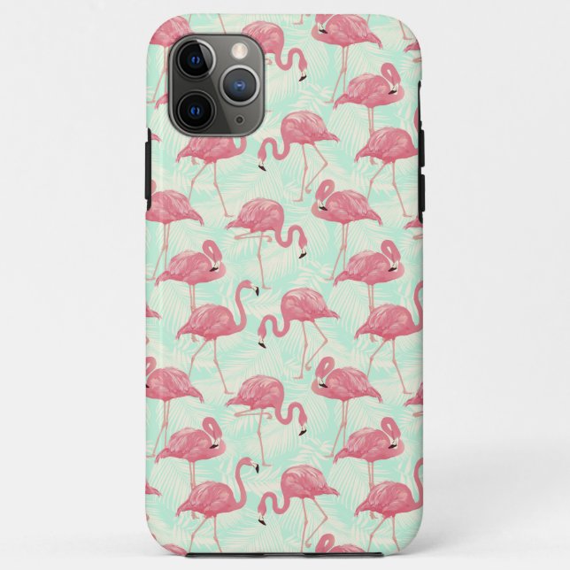 Capa Para iPhone 11 Pro Max Padrão Flamingo Pink Elegante de Chic (Verso)