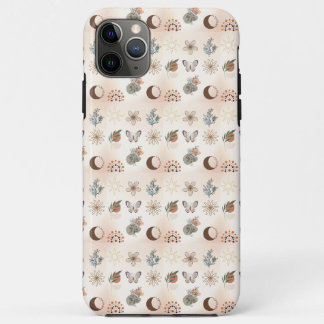 Capa Para iPhone 11 Pro Max Padrão Floral Celestial Boho