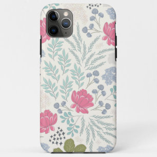 Capa Para iPhone 11 Pro Max Padrão Floral e de Folhagem Ilustrado à Mão em Cre