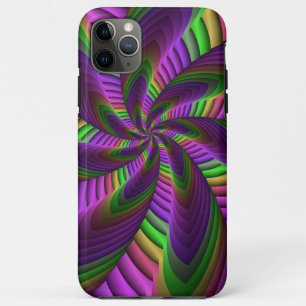 Capa Para iPhone 11 Pro Max Padrão Fractal Cores Neon Flash Colorido