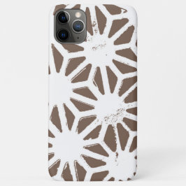 Capa Para iPhone 11 Pro Max Padrão geométrico castanho e branco