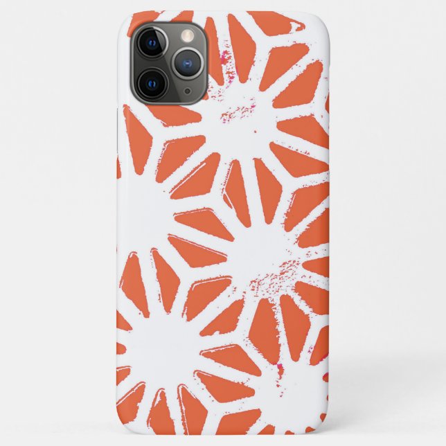 Capa Para iPhone 11 Pro Max Padrão geométrico em laranja e branco (Verso)