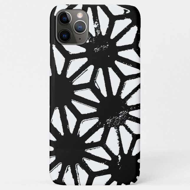 Capa Para iPhone 11 Pro Max Padrão geométrico preto (Verso)