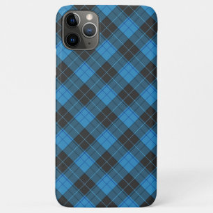 Capa Para iPhone 11 Pro Max Padrão simples de xadrez escocês em diagonal azul