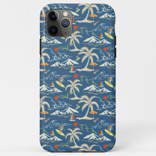 Capa Para iPhone 11 Pro Max Padrão tropical do Surf retroativo