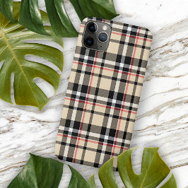 Capa Para iPhone 11 Pro Max Padrão Xadrez do Clã Escocês Bege Vermelho Preto B
