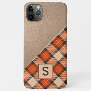 Capa Para iPhone 11 Pro Max Padrão Xadrez Laranja Marrom Abóbora Outono Person