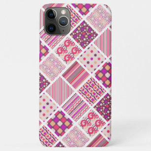 Capa Para iPhone 11 Pro Max Padrões de quadrados decorativos cor-de-rosa fofos