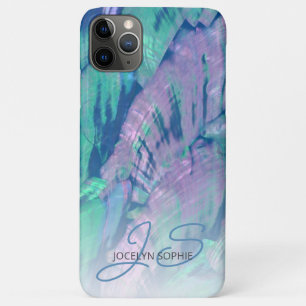 Capa Para iPhone 11 Pro Max Padrões de Shell Azul Abalone Azul-Turquesa Rosa