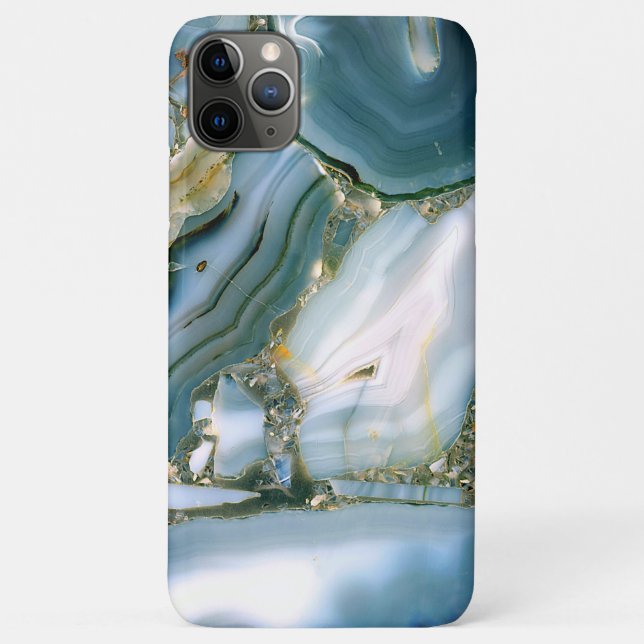 Capa Para iPhone 11 Pro Max Padrões Marble Azul, Gordo e Elegante (Verso)