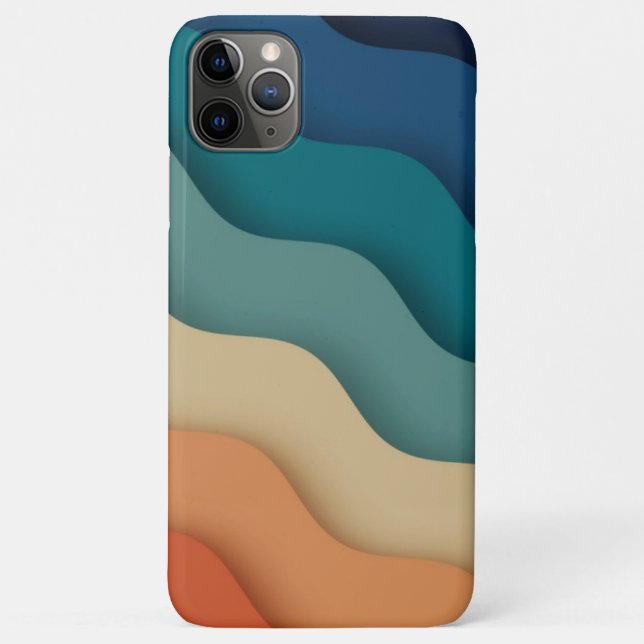 Capa Para iPhone 11 Pro Max Paisagem Flat Boho Abstrato Sunset e Mounts (Verso)