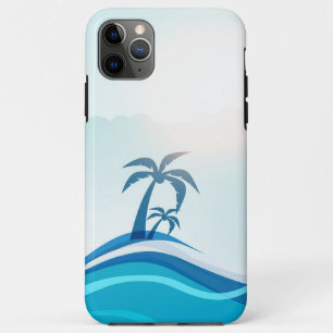 Capa Para iPhone 11 Pro Max Palmeiras oceanas ondas azuis (todos os telefones)