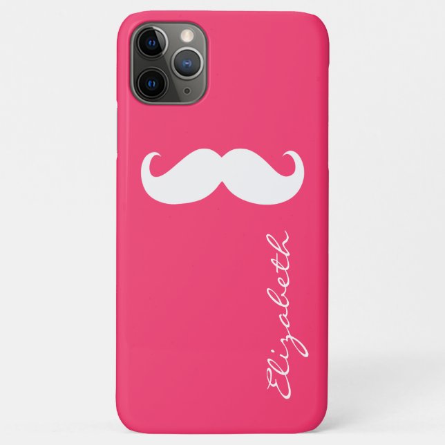 Capa Para iPhone 11 Pro Max Pano rosa quente com bigode (Verso)