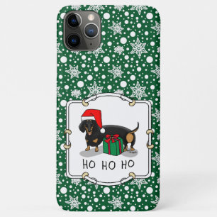 Capa Para iPhone 11 Pro Max Papais noeis de Natal Dachshund (S pretos e bronze