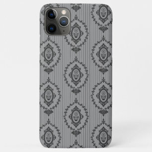 Capa Para iPhone 11 Pro Max Papel de Parede Barroco Cinza