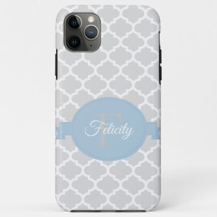Capa Para iPhone 11 Pro Max Papel Quatrefoil Azul Céu Personalizado
